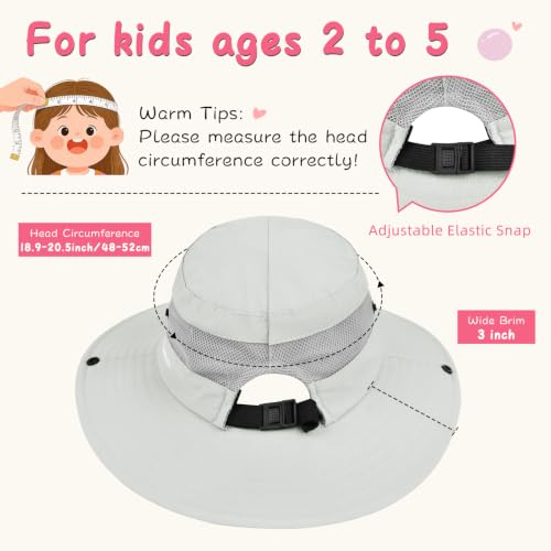 ZOORON Kids Girls Ponytail Sun Hat UPF 50+ Breathable Mesh Water-Resistant - color: Solid Gray