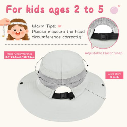 ZOORON Kids Girls Ponytail Sun Hat UPF 50+ Breathable Mesh Water-Resistant - color: Solid Gray