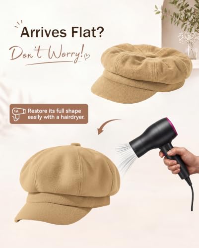 American Trends Newsboy Hats for Women Baker Boy Cap Fall Winter Beret - color: A Camel