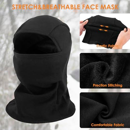 ZUMULIAN Balaclava Ski Mask for Adult, Full Face Mask Winter Fleece Thermal Cold Weather Outdoors Cover for Men Women 2 Packs - color: Black+black