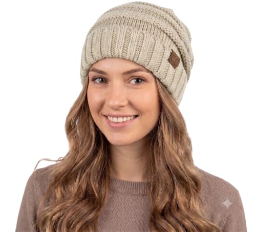 NYFASHION101 Slouch Wrinkled Beanie Cap Slouchy Skull Hat - color: Beige