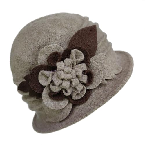 Women Cloche Bucket Hat 1920s Vintage Dress Winter Hats - color: Mixing Khaki