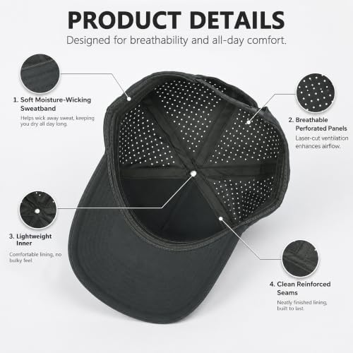 Quick Dry Baseball Cap Waterproof Snapback Trucker Golf Hat for Men Women - color: Dark Gray