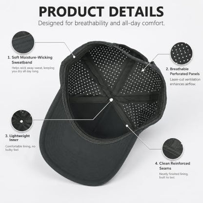 Quick Dry Baseball Cap Waterproof Snapback Trucker Golf Hat for Men Women - color: Dark Gray