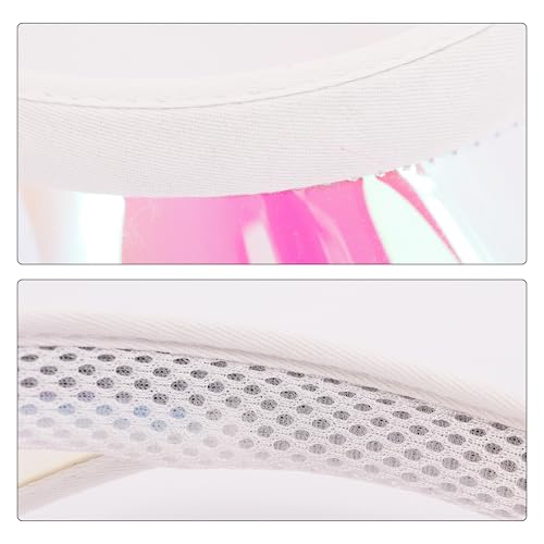 Giovacker Womens Mens PVC Clear Colorful Sun Visor Hats - color: Shiny Iridescence White