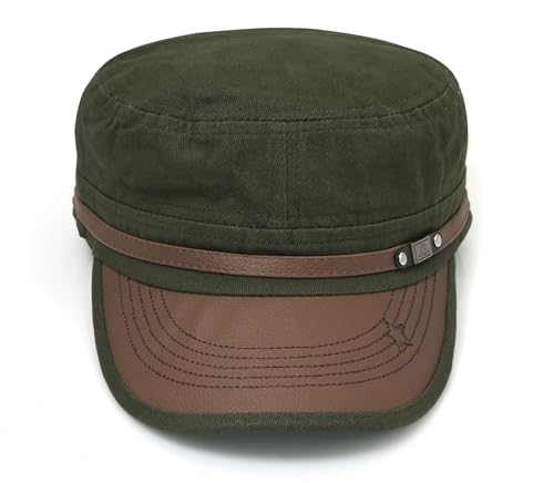 Initlove Military Hat Cadet Army Cap Flat Top Hats for Men Women - color: Green