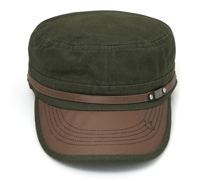 Initlove Military Hat Cadet Army Cap Flat Top Hats for Men Women - color: Green