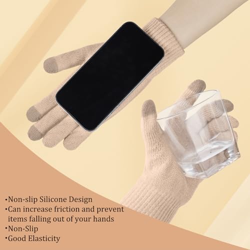Loritta 3 in 1 Womens Winter Hat Gloves Scarf Set, Warm Hat Mittens - color: Khaki