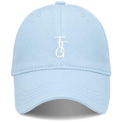Kids Washed Cotton Baseball Cap, Unstructured Adjustable Toddler Hat for Boys & Girls - color: Sky Blue