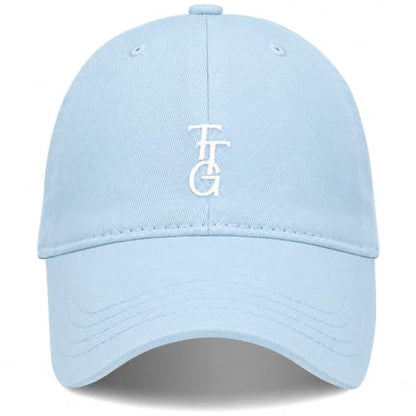 Kids Washed Cotton Baseball Cap, Unstructured Adjustable Toddler Hat for Boys & Girls - color: Sky Blue