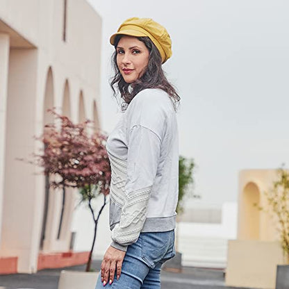 Newsboy Cabbie Baker boy hat Beret Cap for Women Pageboy Visor Paperboy Hat Sailor Fiddler Hat Adjustable - color: Yellow 1