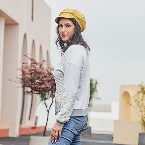 Newsboy Cabbie Baker boy hat Beret Cap for Women Pageboy Visor Paperboy Hat Sailor Fiddler Hat Adjustable - color: Yellow 1