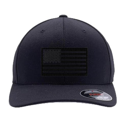 G&B American Flag Baseball Cap, 6277 Flex Fitted, Blackout Design, Patriotic US Flag Hat for Men and Women - color: Black, size: Large-X-Large