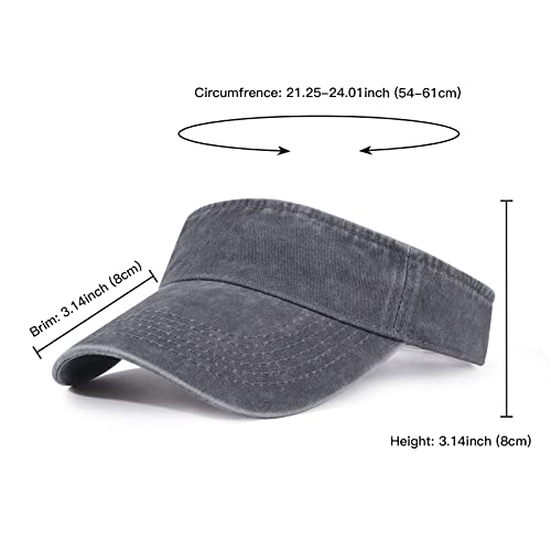HH HOFNEN Sports Sun Visor Hats Cotton Adjustable Golf Caps for Men Women - color: #1c Gray