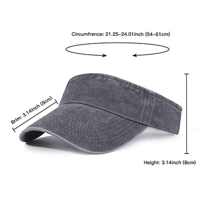 HH HOFNEN Sports Sun Visor Hats Cotton Adjustable Golf Caps for Men Women - color: #1c Gray