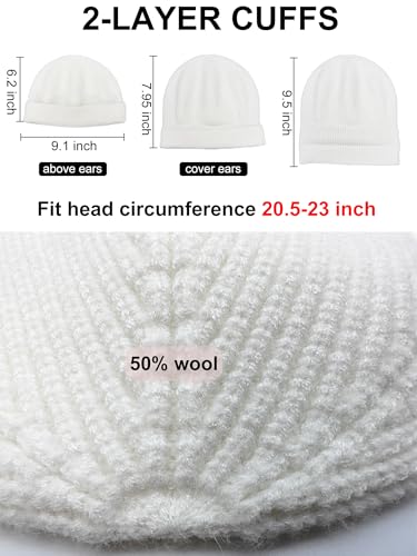 vidsel Thin Wool Fisherman Beanie Hat for Men Women Fall Winter Fashion Cap - color: 1-white