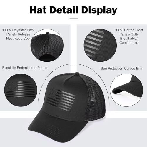 Oversize XXL American Flag Trucker Hat - color: Black, size: XX-Large
