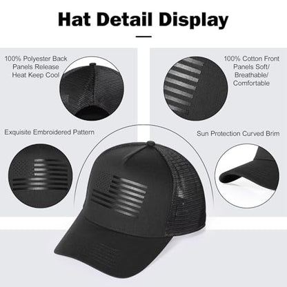 Oversize XXL American Flag Trucker Hat - color: Black, size: XX-Large
