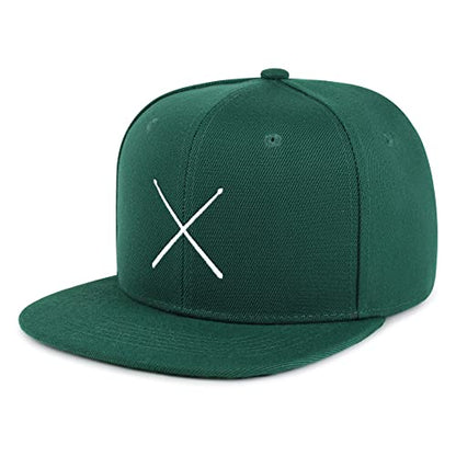 JPAK Drum Stick Hip-Hop Snapback Hat Embroidered Baseball Cap Drummer - color: 06. Green