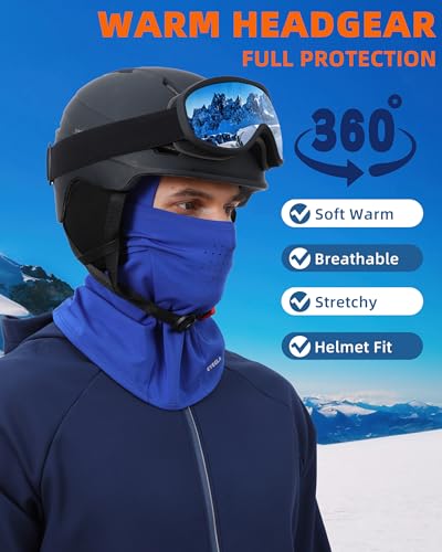 Winter Balaclava Ski Mask for Men Women Thermal Face Mask Breathable Face Cover for Cold Weather Motorcycle Snowboard - color: Blue(with Breath Hole)