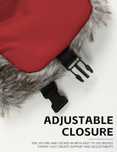 Buauty Fur Trapper Hat for Men Women Winter Windproof Soft Russian Ushanka Hats with Warm Ear Flaps & Removable Mask - color: Red
