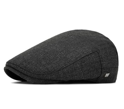 QHFHULV Newsboy Cap for Men Cotton Flat Gatsby Ivy Golf Cabbie Driving Hat - color: Daily Black
