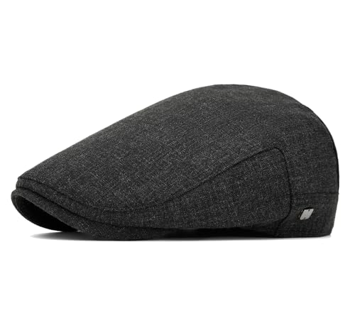 QHFHULV Newsboy Cap for Men Cotton Flat Gatsby Ivy Golf Cabbie Driving Hat - color: Daily Black