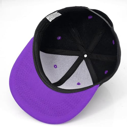 Snapback Hat Flat Bill Visor Hats Adjustable Hip Hop Baseball Cap for Women Men - color: Black Purple