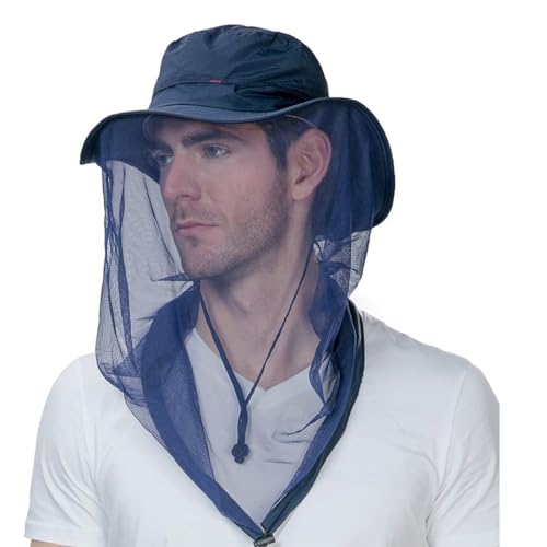 Comhats Mosquito Net Sun Hat for Men, Waterproof UPF 50+ Wide Brim - color: 99742_blue, size: Medium-Large