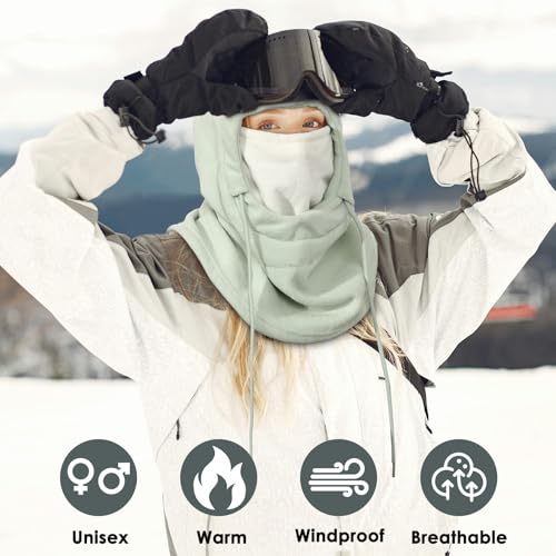 Achiou Ski Mask, Winter Balaclava Warm Windproof Face Cover Men Women - color: White