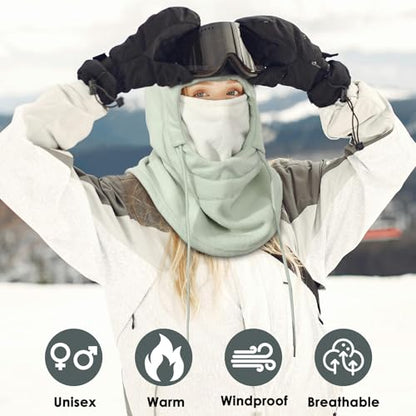 Achiou Ski Mask, Winter Balaclava Warm Windproof Face Cover Men Women - color: White