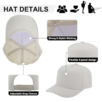 12 Pack Seamless Baseball Caps Wholesale Bulk - No Center Seam, DIY Friendly, Adjustable Breathable Lightweight for Men Women - color: Beige