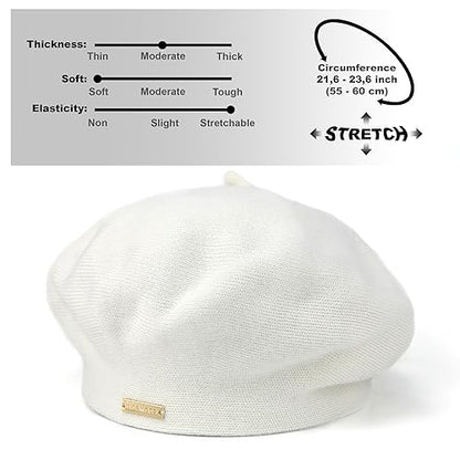 Beret - Warm Lined Wool Angora Knit Berets - French Paris Hat for Women - color: White
