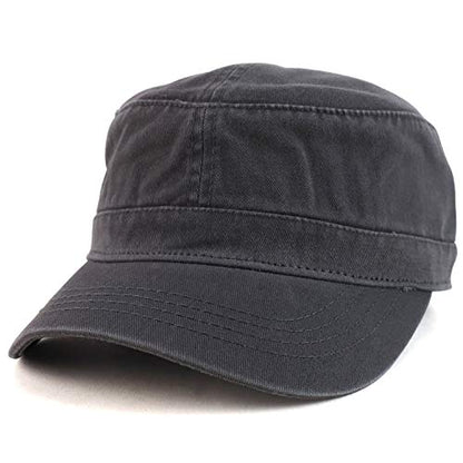 Trendy Apparel Shop Cotton Army Cap Military Flat Top Adjustable Baseball Cap - color: Charcoal