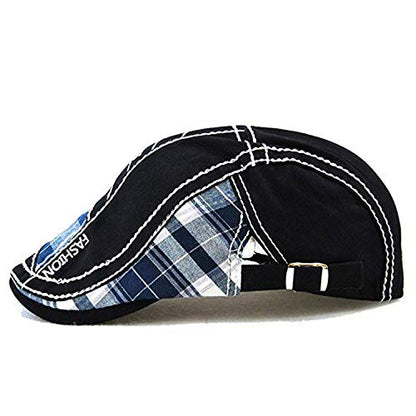 M MOACC Men Beret Hat Cotton Adjustable Newsboy Hats Cabbie Gatsby Cap Driving Flat Caps - color: Hat-t3-black