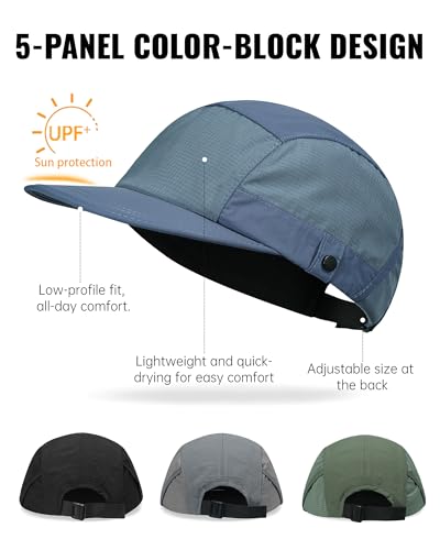 Croogo 5 Panel Running Hat Quick Dry Baseball Cap Sun UV Sports Outdoor Cap - color: M-wbqsg1-blue