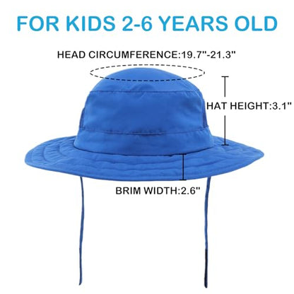 Connectyle Kids Sun Hat for Boys Girls Wide Brim Bucket Hat UPF 50+ Sun Protection Hat Breathable Summer Beach Hat - color: Blue