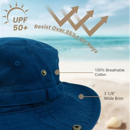 Bucket Hat UV Protection Sun Hat, Boonie Fishing Safari Hats for Outdoors - color: Klein Blue