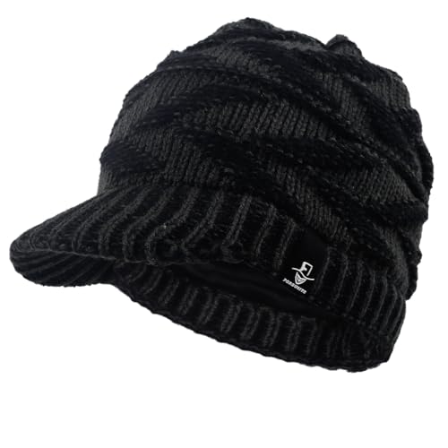 Women's BeanieTail Warm Knit Hat Messy High Bun Ponytail Visor Beanie Cap - color: B341-grey, size: Medium