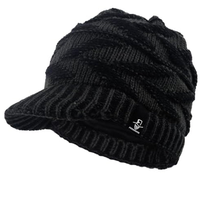 Women's BeanieTail Warm Knit Hat Messy High Bun Ponytail Visor Beanie Cap - color: B341-grey, size: Medium