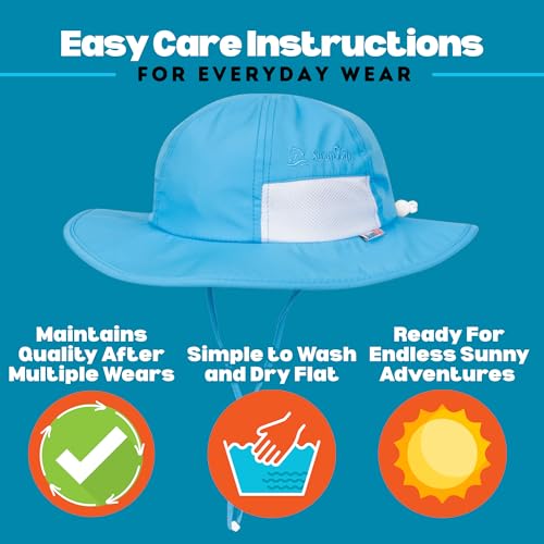 SwimZip UPF 50 Kids' Wide Brim Sun Hat, Sun Protection Hat - Baby & Toddler - color: Aqua, size: 6-24 Months