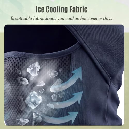 Face Balaclava Neck Cover Cooling Ice Silk Ski Mask - color: Navy Blue