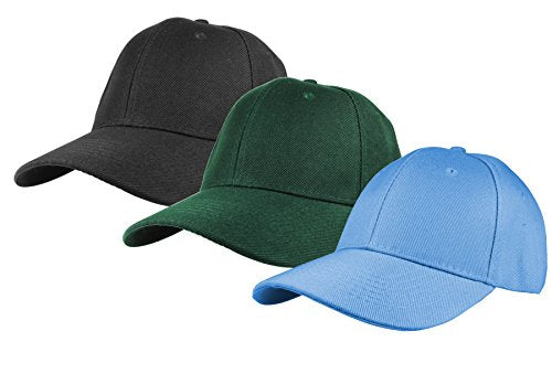 Gelante Plain Baseball Cap Adjustable Back Strap 3 PC - color: 3pcs-black/Hunter Green/Sky Blue