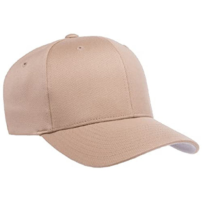 Flexfit Wooly Combed 6-Panel Structured Baseball Cap | Stretch Fitted - color: Khaki, size: Small-Medium