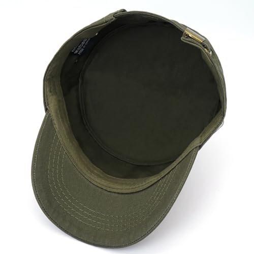 Cadet Hat Flat Top Hats Army Military Caps for Men Women - color: Green D