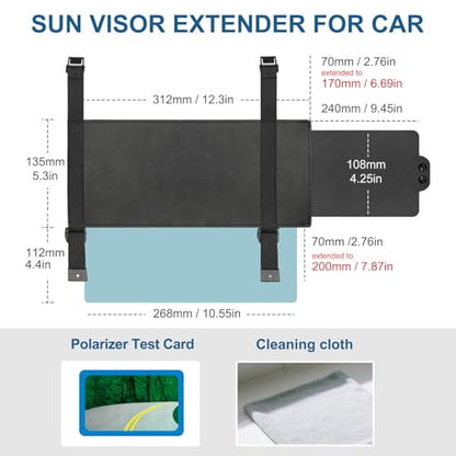 Veharvim Sun Visor Extender for Car (Polarized, UV400, PC Lens, Side Sunshade,Straps&Adjusters), Car Visor Extender Sun Blocker,Visor Extender Attachment, Anti-Glare for Safe Driving(Driver+Passenger) - size: (Driver+Passenger) Side