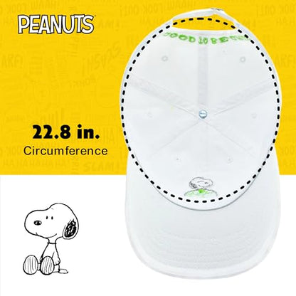 Concept One Unisex Adult Peanuts Snoopy Dad Hat, Adult Cotton Adjustable Baseball Cap with Curved Brim - color: White