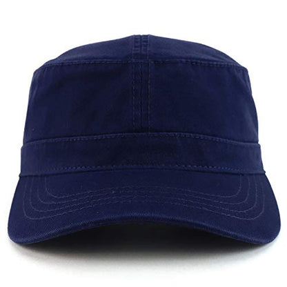 Trendy Apparel Shop Cotton Army Cap Military Flat Top Adjustable Baseball Cap - color: Navy