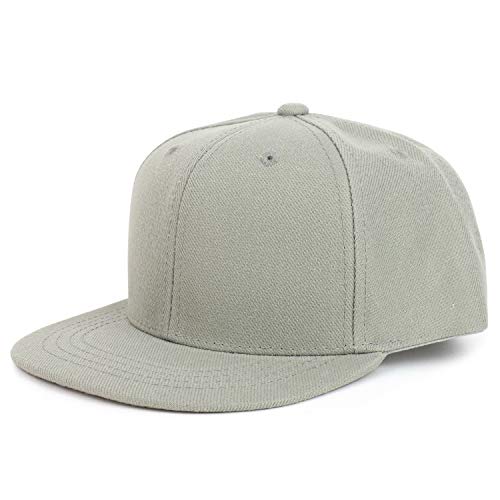 Armycrew Youth Kid's Solid Color Flat Bill Snapback Baseball Cap - color: Grey