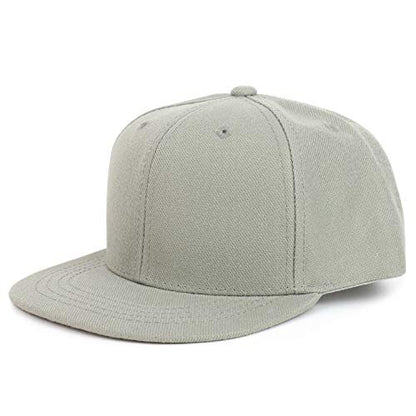 Armycrew Youth Kid's Solid Color Flat Bill Snapback Baseball Cap - color: Grey
